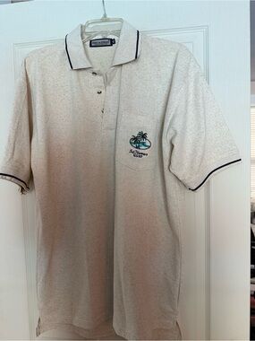 Broadway Men's Cream Polo with Embroidered Palm Pocket